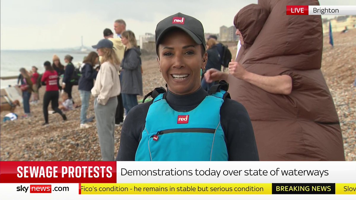 'It's wrong that the water companies are profiting and that the govt are not regulating it.' Dame Kelly Holmes is in Brighton as she campaigns for cleaner waterways 📺 Sky 501