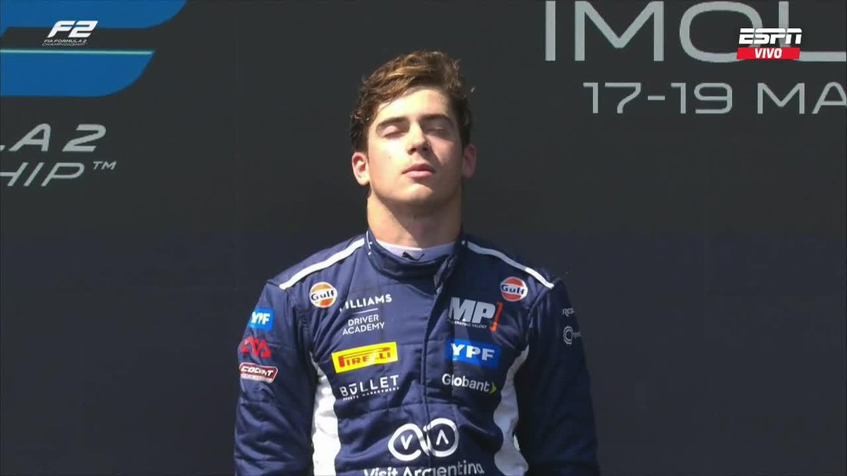 Suena el himno argentino 🇦🇷 en el podio, el nombre de Traverso en el auto de Franco, maniobra en la última vuelta para ganar... Cine en Imola 🚬 #imolaGP #F2