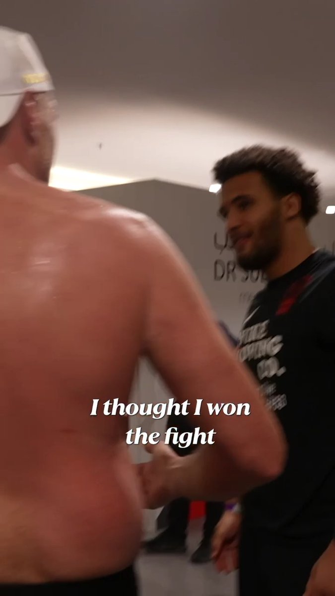 "I thought I won the fight." Tyson Fury comments on the bout as he walks backstage. #FuryUsyk #RingOfFire