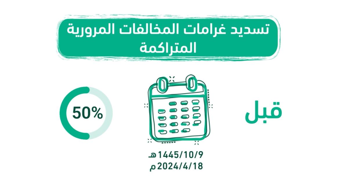 18/ 10/ 2024 م .. نهاية مهلة تخفيض سداد غرامات المخالفات المرورية المتراكمة. #تخفيض_المخالفات_المرورية