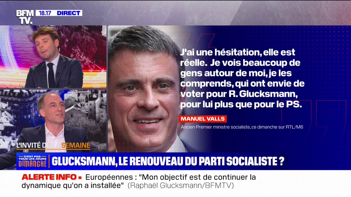 Européennes: "Qui peut être heureux quand on a le Rassemblement national à 32%?", s'interroge Raphaël Glucksmann (Raphael Glucksmann)