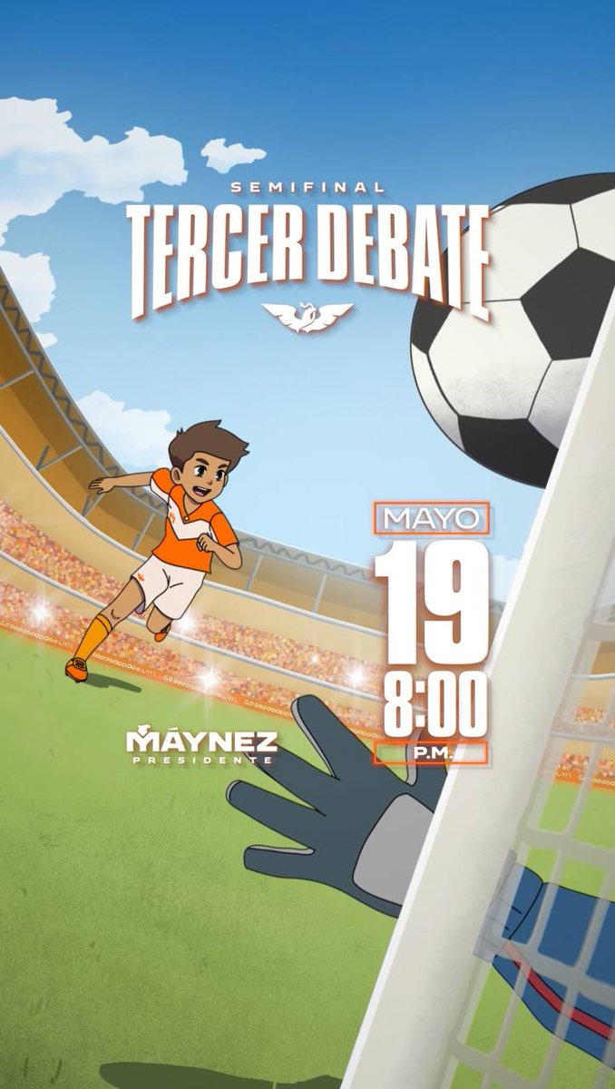 Falta muy poco. ¡Nos vemos a las 8:00 p.m. en el tercer y último debate por la Presidencia! Tu apoyo hace la diferencia.