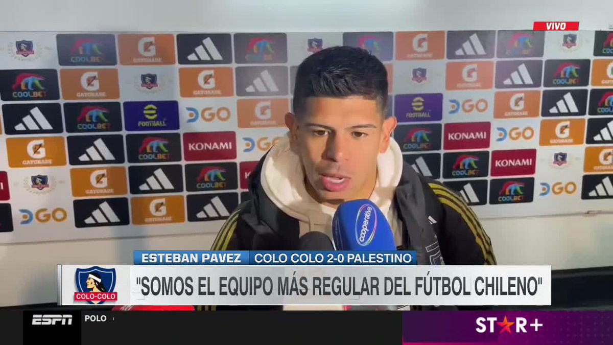 "SOMOS EL EQUIPO MÁS REGULAR DEL FÚTBOL CHILENO" Esteban Pavez, capitán de #ColoColo, aseguró que han ido en alza, tanto en el torneo nacional como internacional: "Hemos sido superiores a casi todos los equipos, solo nos ha faltado convertir en algunas ocasiones"
