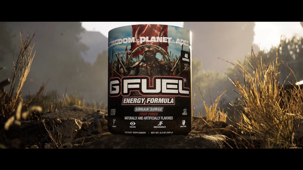 ❤️ 𝗥𝗧 to win a Fruit Punch Remastered Kingdom of the Planet of the Apes x #GFUEL "𝗦𝗜𝗠𝗜𝗔𝗡 𝗦𝗨𝗥𝗚𝗘" Energy Tub! 😤 2 winners picked later this week to celebrate this ACTION-PACKED collab! 🍿 See #KingdomOfThePlanetOfTheApes in theaters now! 🛒 𝗦𝗛𝗢𝗣: