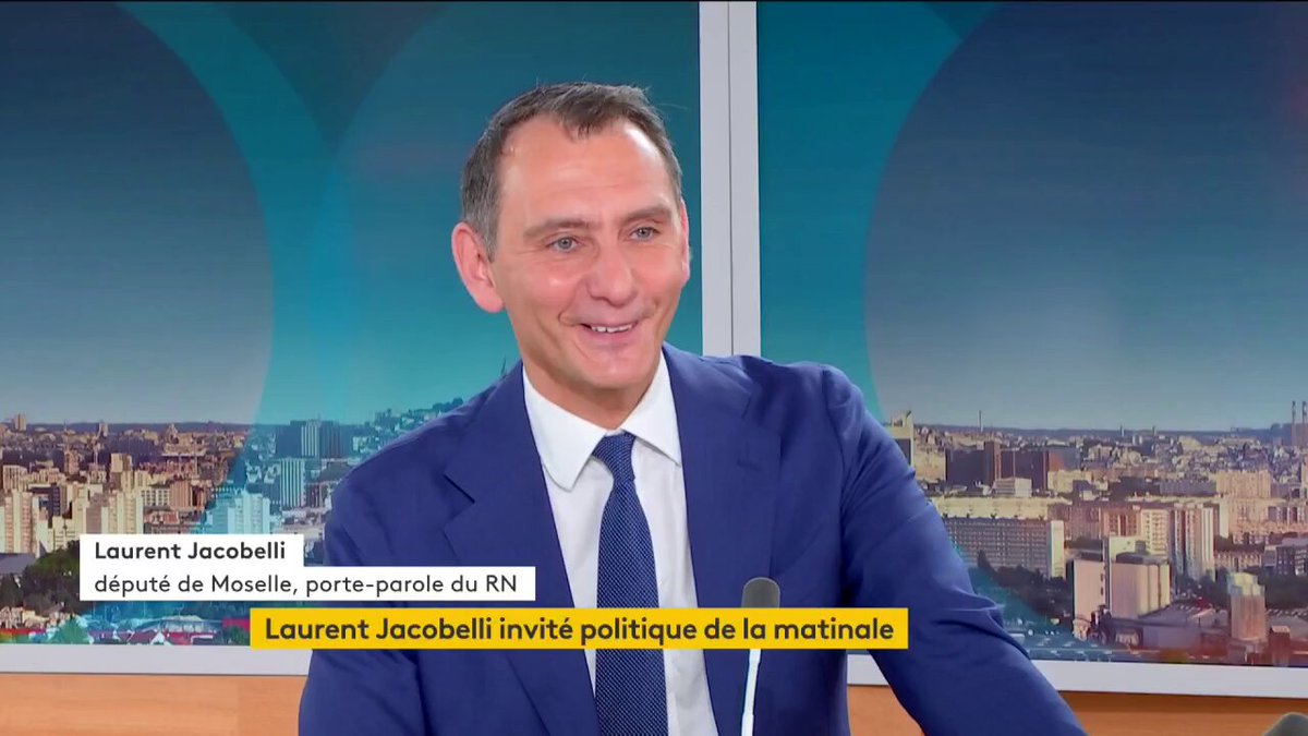 🔴🗣️ "Arrêtons avec ce terme d’extrême droite". Laurent Jacobelli, porte-parole du #RN, s'agace de l'emploi du terme "d’extrême droite" pour évoquer sa famille politique.