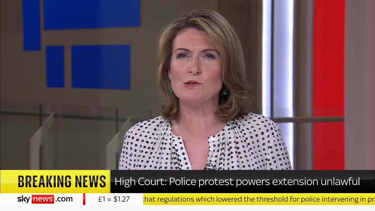 BREAKING: The High Court has ruled that regulations that lowered the threshold for police intervening in protests were unlawful 📺 Sky 501, Virgin 602, Freeview 233 and YouTube