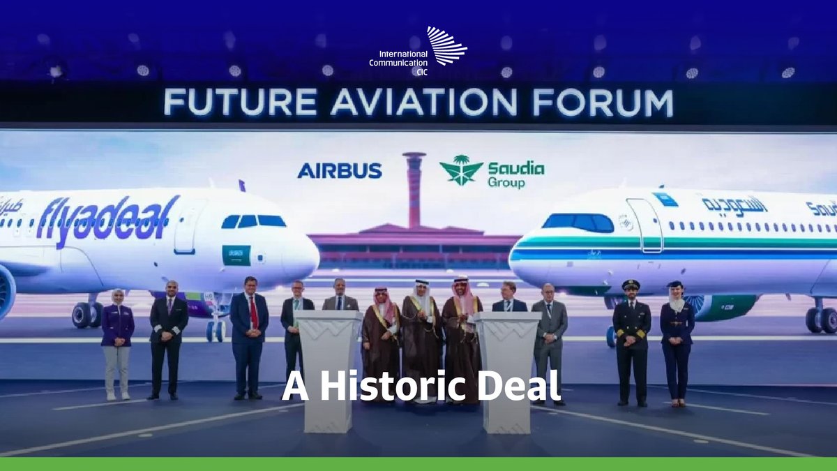 Big news from the #FutureAviationForum: Saudia Group | مجموعة السعودية seals the largest aircraft purchase deal ever with 105 Airbus planes! #FAF24