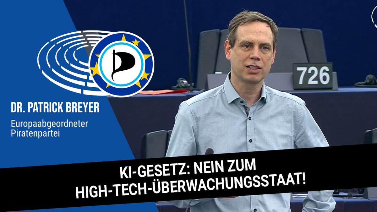 Mit dem #AIAct winkt der EU-Rat heute eine Betriebsanweisung zur Errichtung eines High-Tech-Überwachungsstaats mit Echtzeit-#Gesichtserkennung im ganzen Land durch. Nochmal meine Rede dazu als #Pirat: Nein zu biometrischer #Massenüberwachung, Ja zur Freiheit!