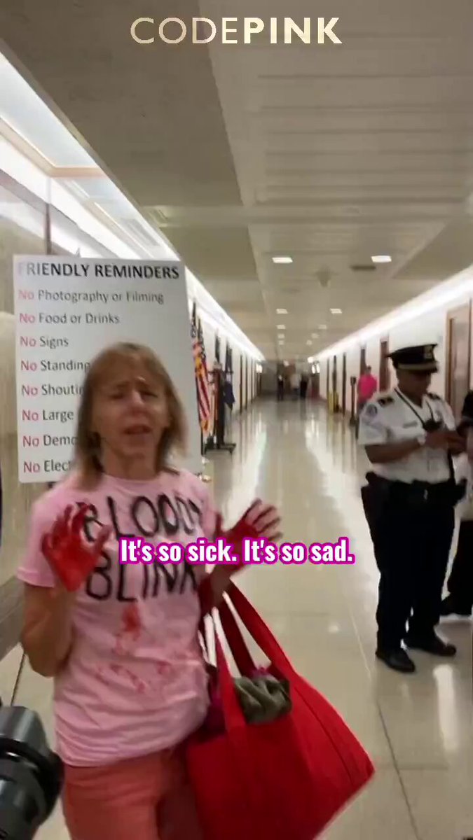 Activist covers her hands in fake blood and PRETENDS to cry outside a Senate Foreign Relations Committee Hearing whilst claiming police brutality. “They are treating us so brutally.”