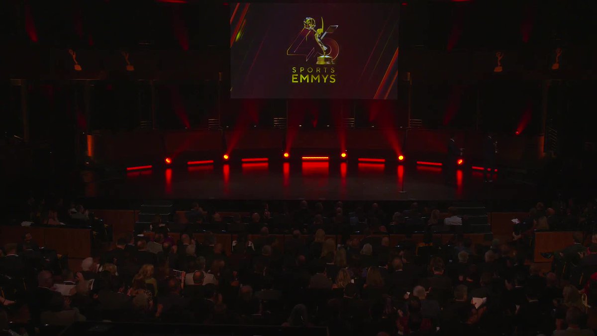 An emotional Ernie Johnson accepts the Sports Emmy for Outstanding Personality/Studio Host. (via Sports Emmys)
