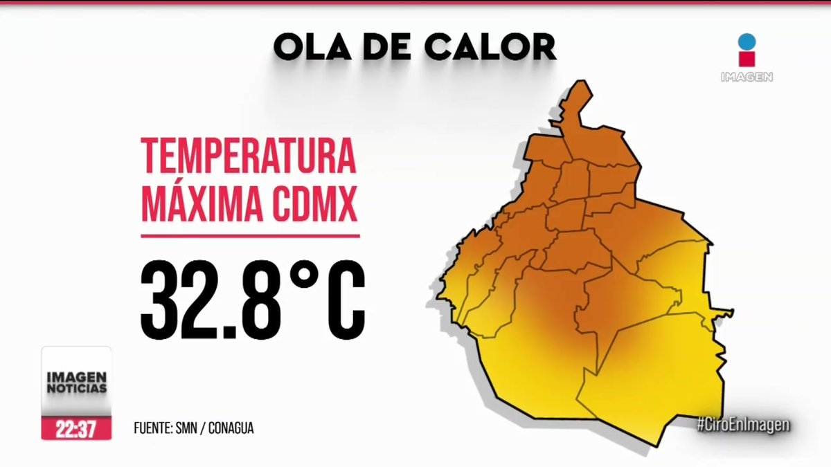 El Servicio Meteorológico Nacional reportó que debido a la tercera ola de calor que atraviesa el país, la temperatura en la #CDMX alcanzó los 32.8°C. Protección Civil activó la alerta naranja para 12 de las 16 alcaldías.