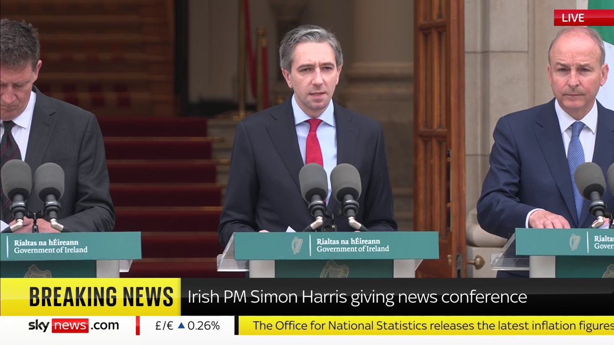 "Today, Ireland, Norway and Spain are announcing that we recognise the state of Palestine." Irish Prime Minister Simon Harris says this is a "historic day for Palestine". 📺 Sky 501, Virgin 602, Freeview 233 and YouTube
