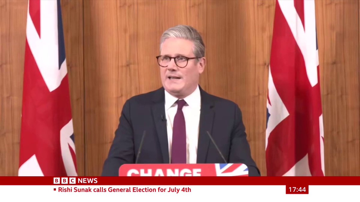The general election is "moment the country needs and has been waiting for" Labour leader Keir Starmer says "opportunity for change is what this election is about" Follow live: