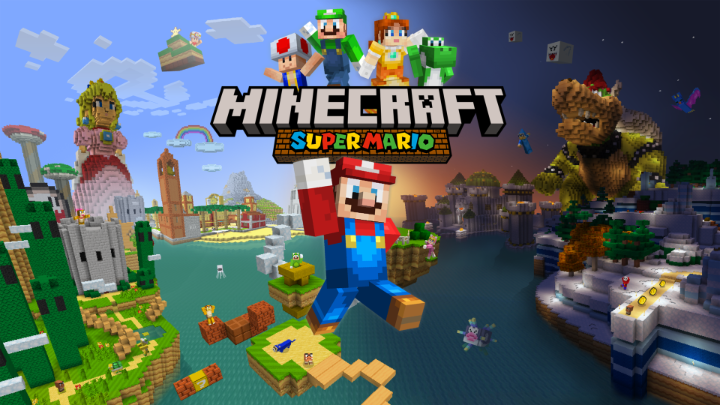 Explore a custom Mario-themed world in the Super Mario Mash-Up Pack in Minecraft! This #NintendoSwitch exclusive pack features 15 tracks & 40 player skins inspired by the Super Mario series. #Minecraft15