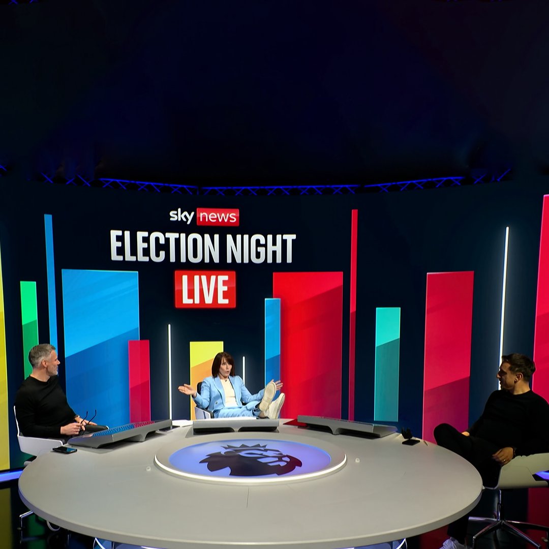 It's all kicking off ⚽ Kay Burley, Sophy Ridge, Beth Rigby, Sam Coates Sky, Ed Conway and Trevor Phillips are taking over the Sky Sports Monday Night Football studio for our election coverage. Get the full story, first on Sky News. Free, wherever you get your news