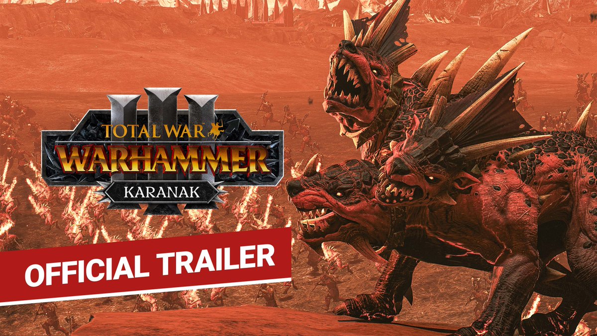 Who let the dogs out? 🐶🐶🐶 Karanak, the three-headed Hound of Vengeance, is coming soon to Total War: WARHAMMER III as a free Legendary Hero!