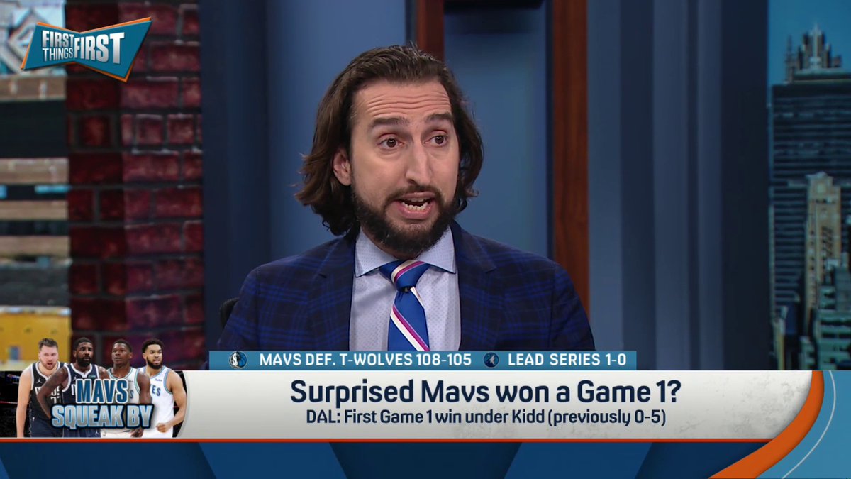 "If you woke up this morning a Mavs fan, it's the most optimistic you've been about your team since after Game 5 of the 2011 Finals." — nick wright on Dallas winning Game 1 of the WCF in Minnesota: