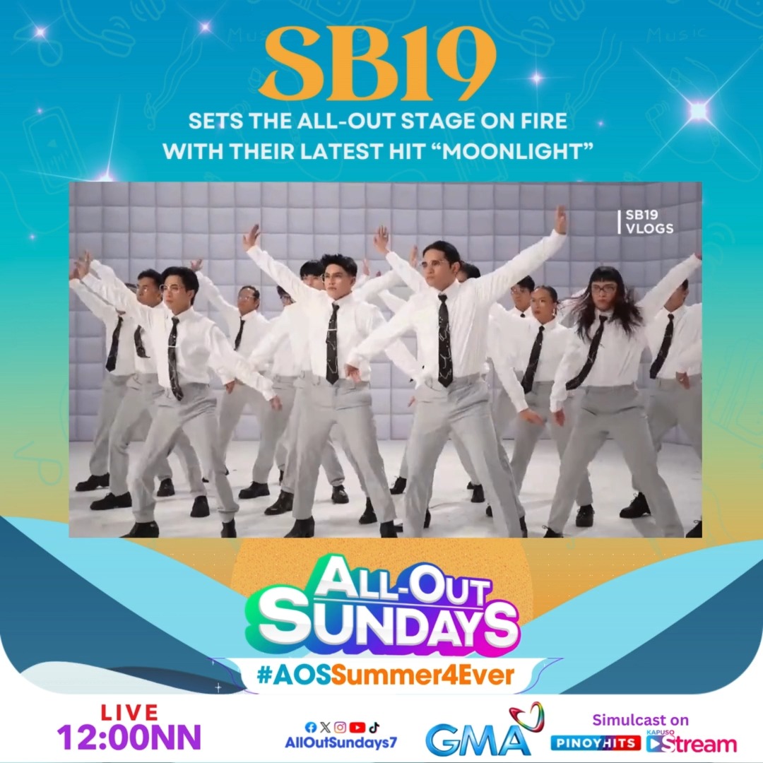 DOING WHAT WE DO IN THE MOONLIGHT! SB19 is ready to light up the AOS stage with a performance of their latest hit, "Moonlight." 🌑✨ #AOSSummer4Ever #AllOutSundays | Sundays at 12 NOON on GMA