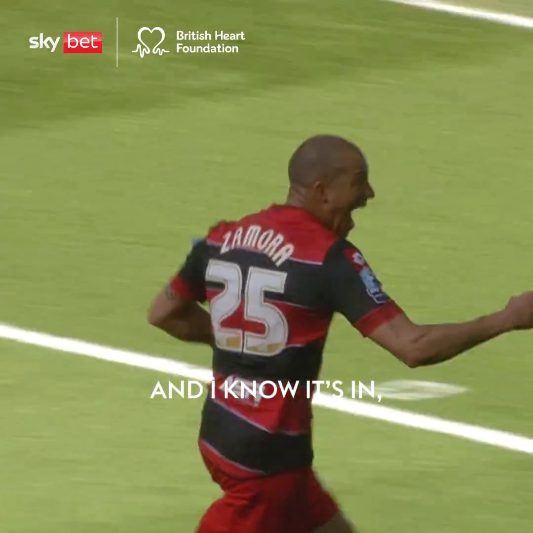 "𝐙𝐀𝐌𝐎𝐑𝐀! 𝐔𝐍𝐁𝐄𝐋𝐈𝐄𝐕𝐀𝐁𝐋𝐄!" 😍 #EveryMinuteMatters in the Sky Bet Play-Offs and no one knows that better than Bobby Zamora and the QPR FC fans in Wembley that day ⚽️ One of THE great Play-Off moments 🙌 #QPR