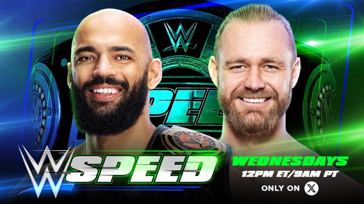 IT'S TIME FOR #WWESpeed! Lightskin Kingpin defends his #WWESpeed Championship for the first time ever! Will he retain or will Tyler Bate walk away the new champion? 👀