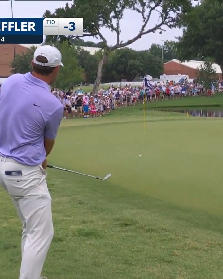 Finishing in style! Scottie Scheffler saves par to close out his bogey-free round Charles Schwab Challenge.