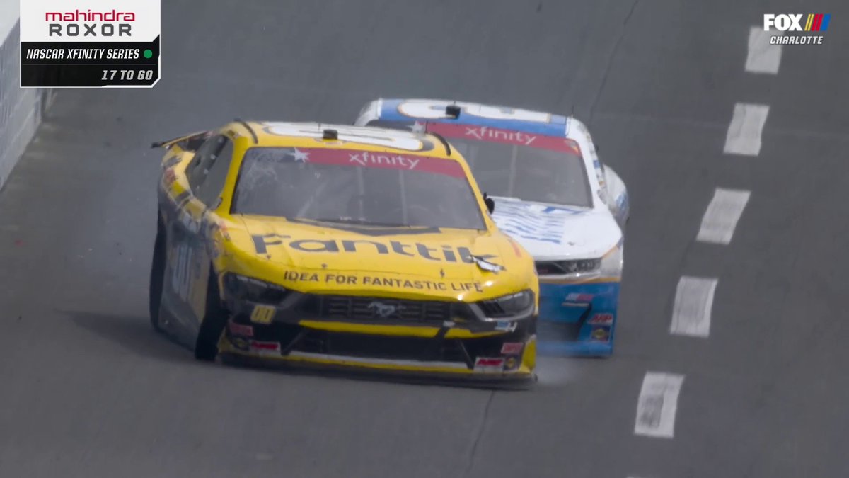 Not happy. Austin Hill sends Cole Custer around at Charlotte. 😳