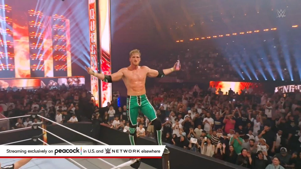 OH. MY. GOD. Logan Paul just put Cody Rhodes through the announce desk 🤯 #WWEKingAndQueen
