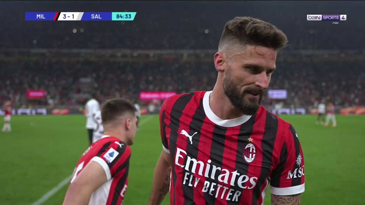 La sortie d’Olivier Giroud pour sa dernière à San Siro et avec l’AC Milan. 🇫🇷😢👋 🎥 beIN SPORTS