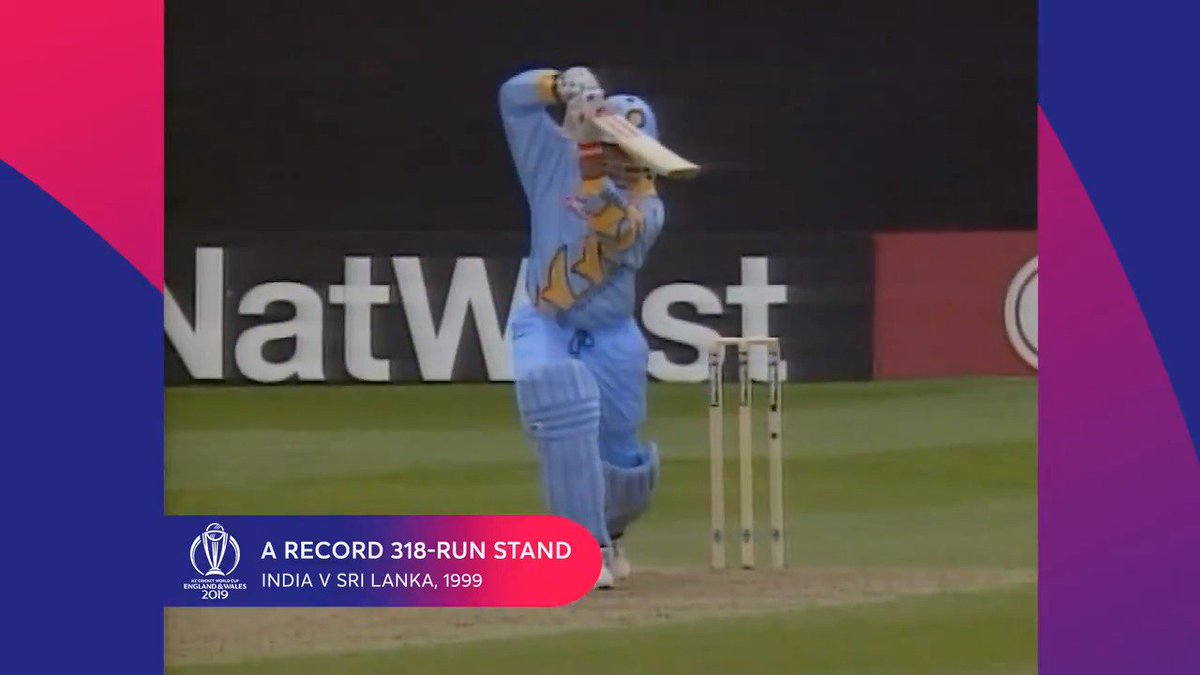 Monstrous Partnership ! Today in 1999, Sourav Ganguly (183) and Rahul Dravid (145) added 318 for 2nd wicket against Sri Lanka at Taunton - the first 300+ runs partnership in ODIs. At the time it was a record for any wicket, but it has since been broken.