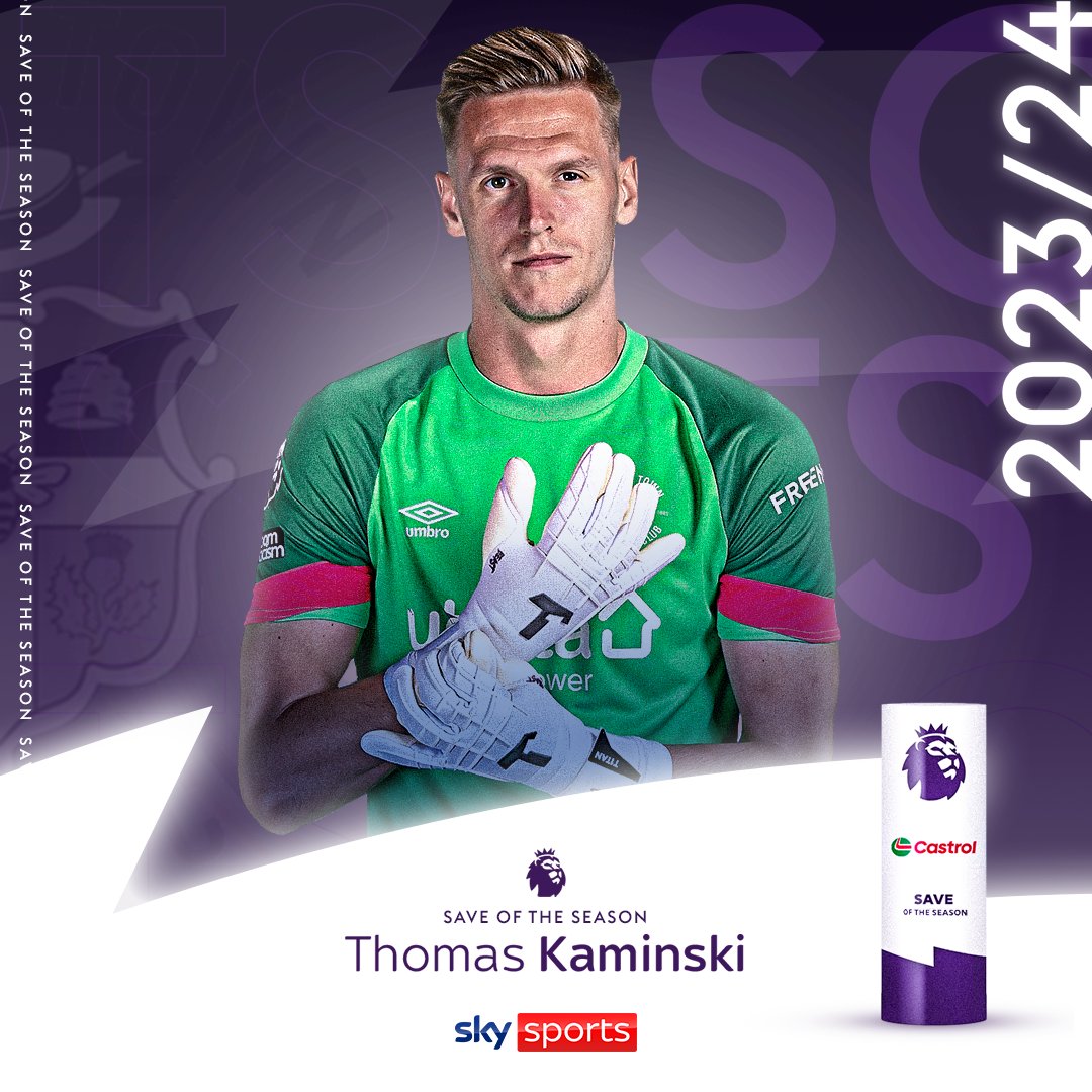 Luton Town goalkeeper Thomas Kaminski wins the Castrol Save of the Season with his save against Crystal Palace! ๐งค