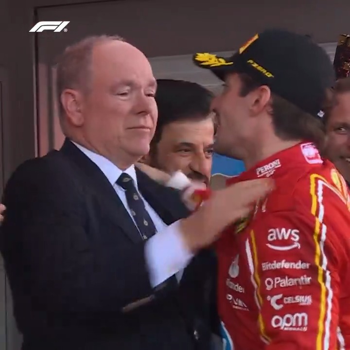 Hugs from Prince Albert on the podium 🤩 #F1 #MonacoGP