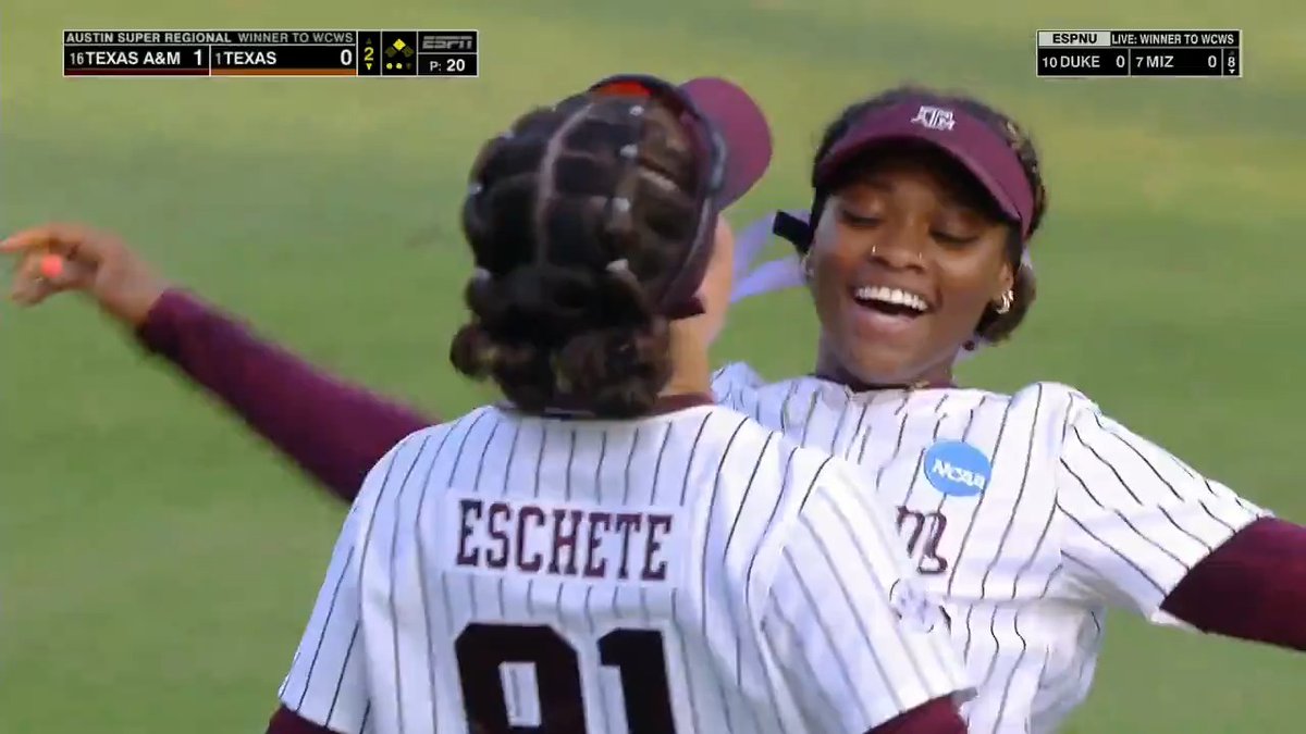 Don't run on Kramer Eschete 💪 #RoadToWCWS x 🎥 ESPN2 / Texas A&M Softball