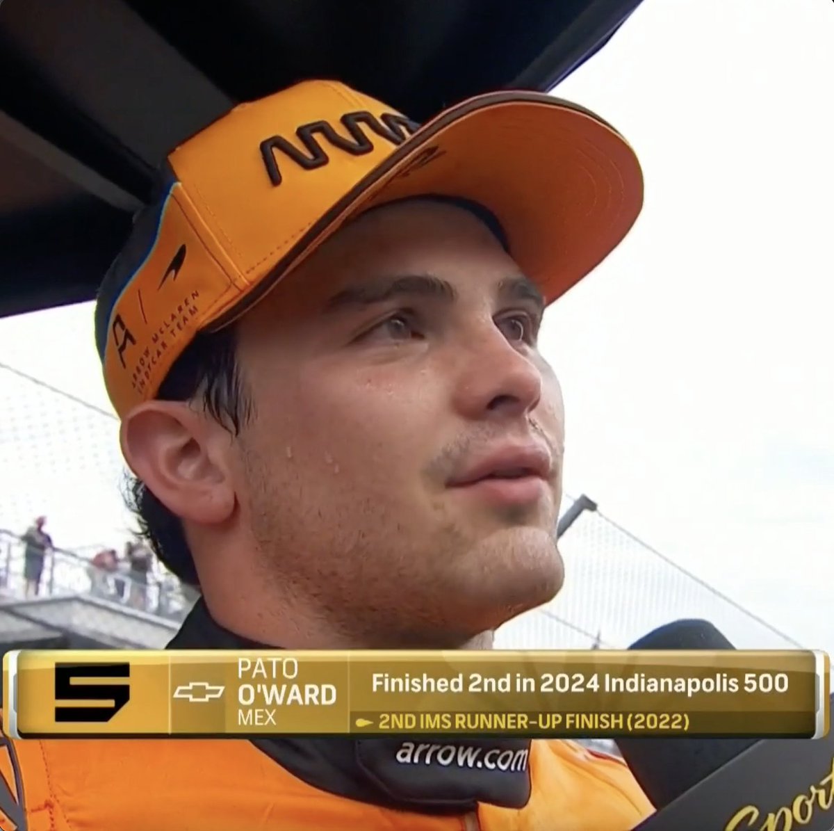 Pato O’Ward speaks after finishing 2nd in the #Indy500.