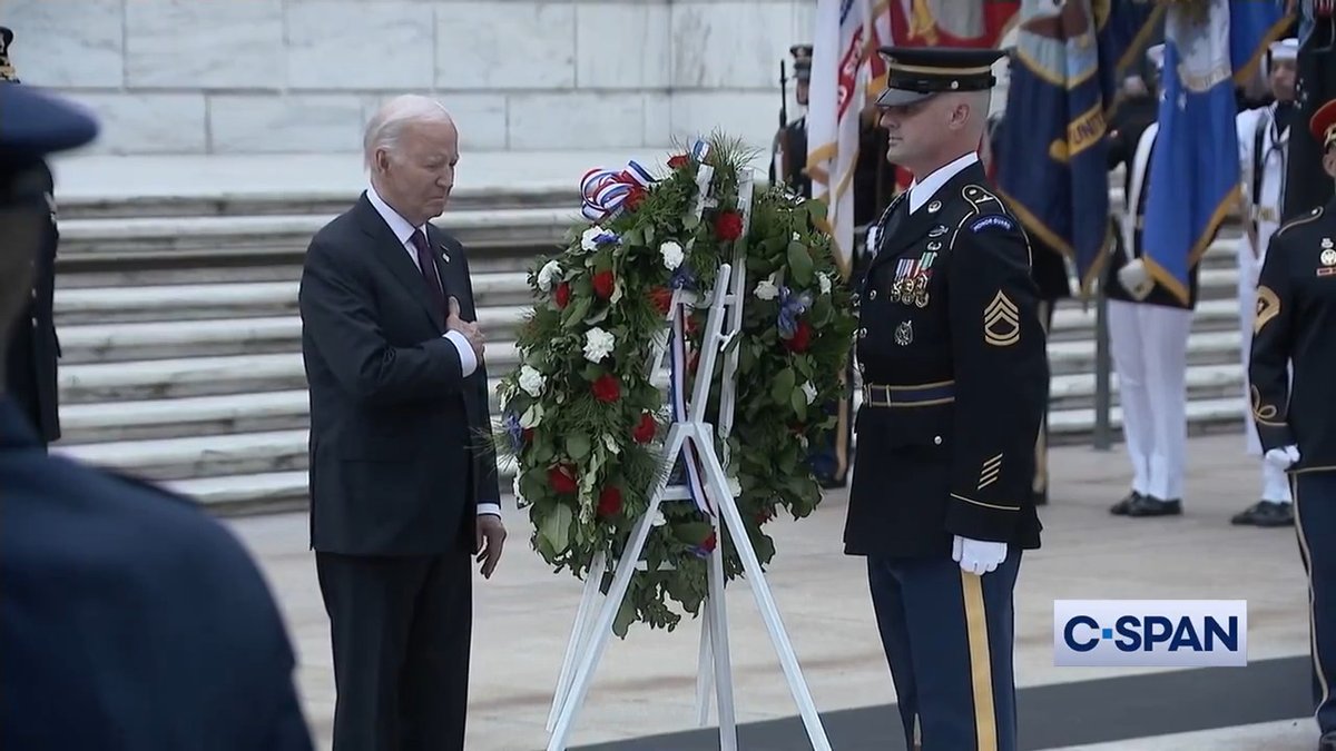 President Biden participates in a wreath-laying at the Tomb of the Unknown Soldier at Arlington National Cemetery on #MemorialDay.