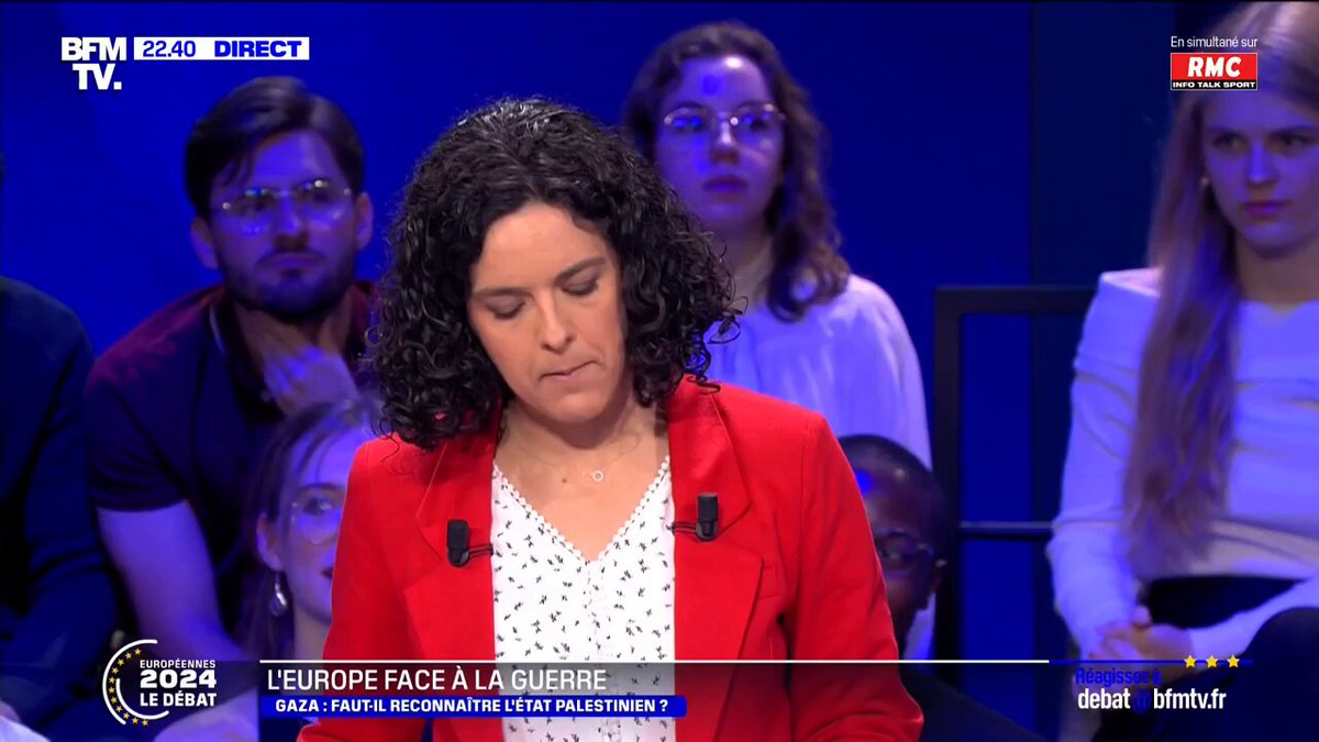 🔴 « Madame Hayer, avez-vous vraiment vu les images de Rafah ? » - Manon Aubry dénonce en direct la complicité de la candidate de Macron sur le génocide à Gaza « Un camp humanitaire a été pris pour cible par le gouvernement de Benjamin de Netanayhu, madame Hayer. Et vous ergotez encore sur les mots ? Pourquoi vous n'en tirez aucune conclusion ? Pourquoi vous ne décidez d'aucune sanction ? Pourquoi vous ne décrétez pas un embargo sur les armes livrées à l'État d'Israël ? Où est votre Humanité ? » #DebatBFM #Le9JuinCestManon