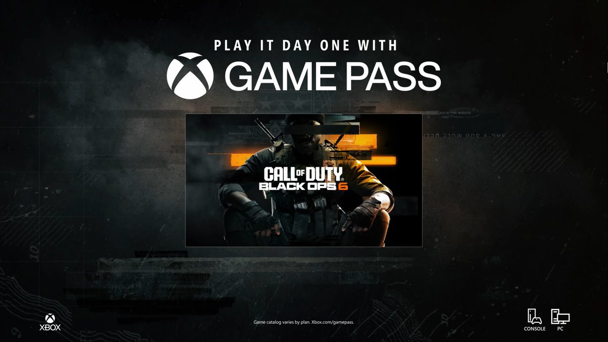 With Call of Duty now owned by Xbox, the Xbox version of the Call of Duty: Black Ops 6 trailer has this new end card. Play it Day One on Xbox Game Pass