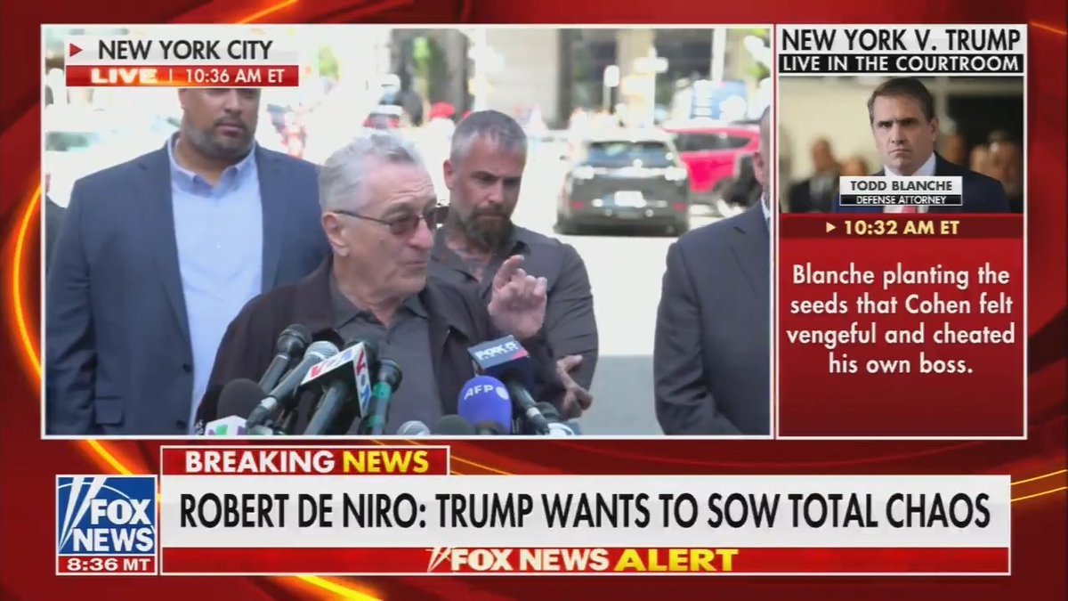Robert De Niro: Donald Trump doesn’t belong in my city. We New Yorkers used to tolerate him when he was just another grubby real estate hustler masquerading as a big shot. A two-bit playboy lying his way into the tabloids. He’s a clown. But this person can’t run the country. That does not work, and we all know that