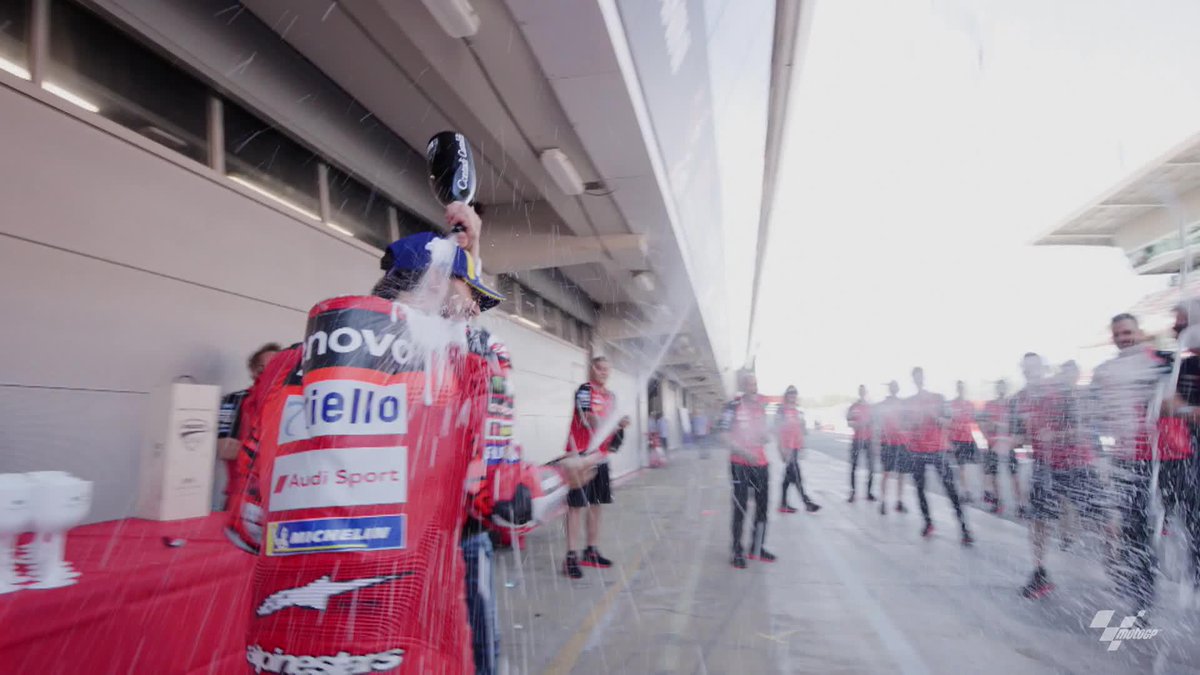 Shouting, jumping, singing and a little bit of Tardozzi dancing 🙌 Go behind the scenes in Pecco Bagnaia, Jorge Martín Almoguera and Marc Márquez' post-race celebrations! 🥳 #CatalanGP 🏁