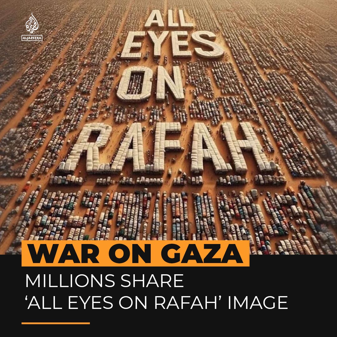 An AI-generated image with the phrase #AllEyesOnRafah has gone viral on social media, drawing attention to Israel's ground invasion, even among celebrities who haven’t mentioned Gaza before.