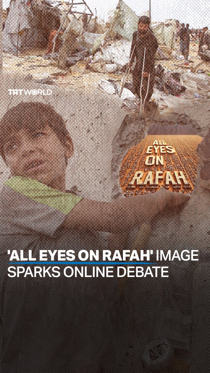 This AI-generated image has been shared by more than 45 million Instagram accounts after an Israeli strike slaughtered some 50 Palestinians in Rafah. Some view it as a way to bypass Meta’s moderation, others argue it romanticises Israel’s war crimes in Gaza #alleyesonrafah