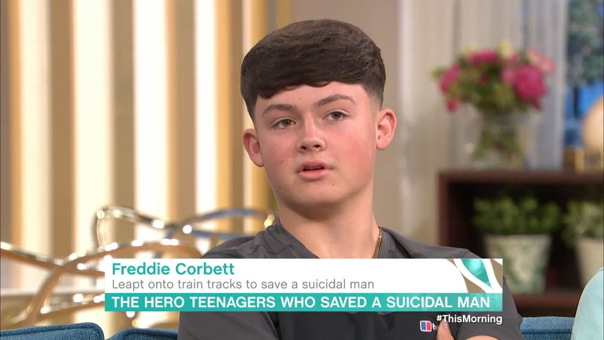 'Everybody deserves a second chance at life'. After risking their own lives to save a suicidal man who had jumped onto the train tracks, teenagers Freddie and Harley retell the incredible story of that night. #ThisMorning