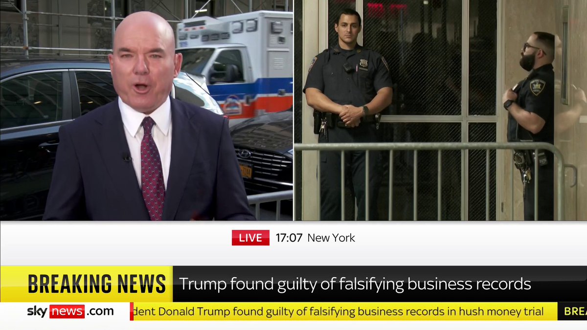 BREAKING: Jury finds Donald Trump guilty on all of 34 counts of falsifying business records at hush money criminal trial 📺 Sky 501, Virgin 602, Freeview 233 and YouTube