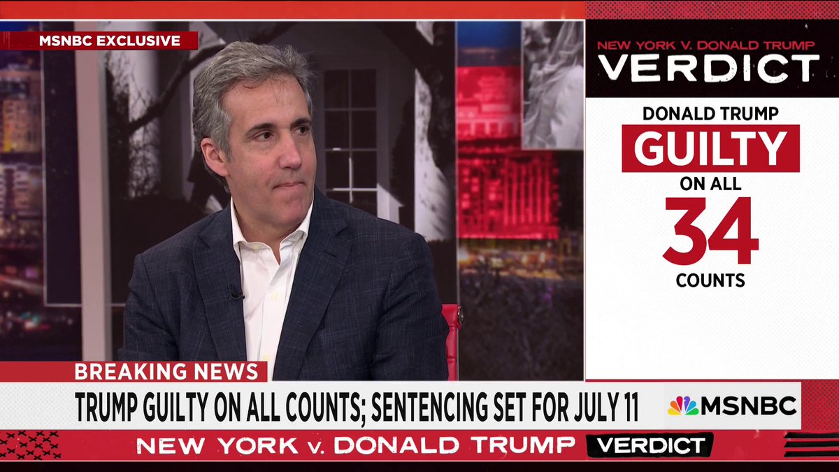 "No one is above the law. And today's verdict demonstrates that." EXCLUSIVE: Michael Cohen talks about accountability and how Donald Trump may feel after today's guilty verdict.