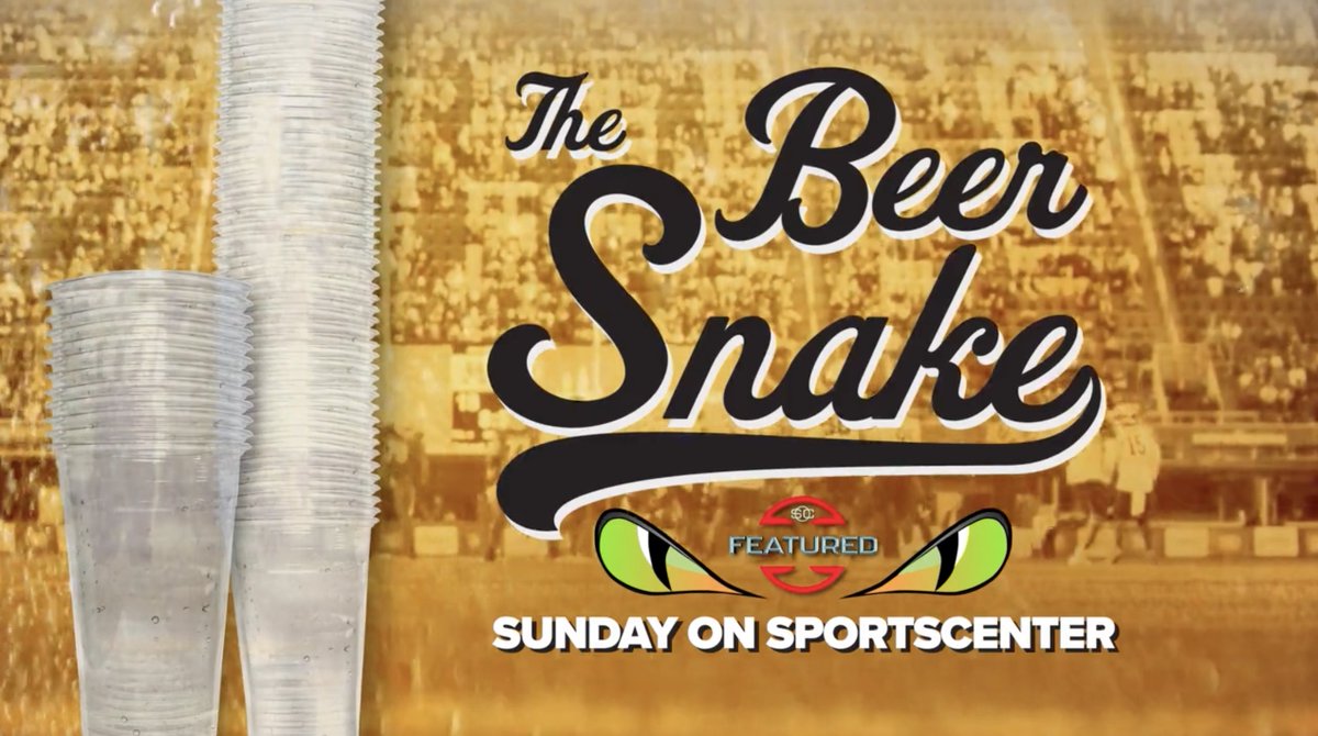 🗣️ "Feed the snake!" Sunday, #SCFeatured examines the 'beer snake' stadium tradition - when hundreds of fans chug beers &amp; stack empties to form long, undulating chains As it's gone big league, look back to where it all began 🍺 'The Beer Snake' 🐍 8a ET | SportsCenter | ESPN