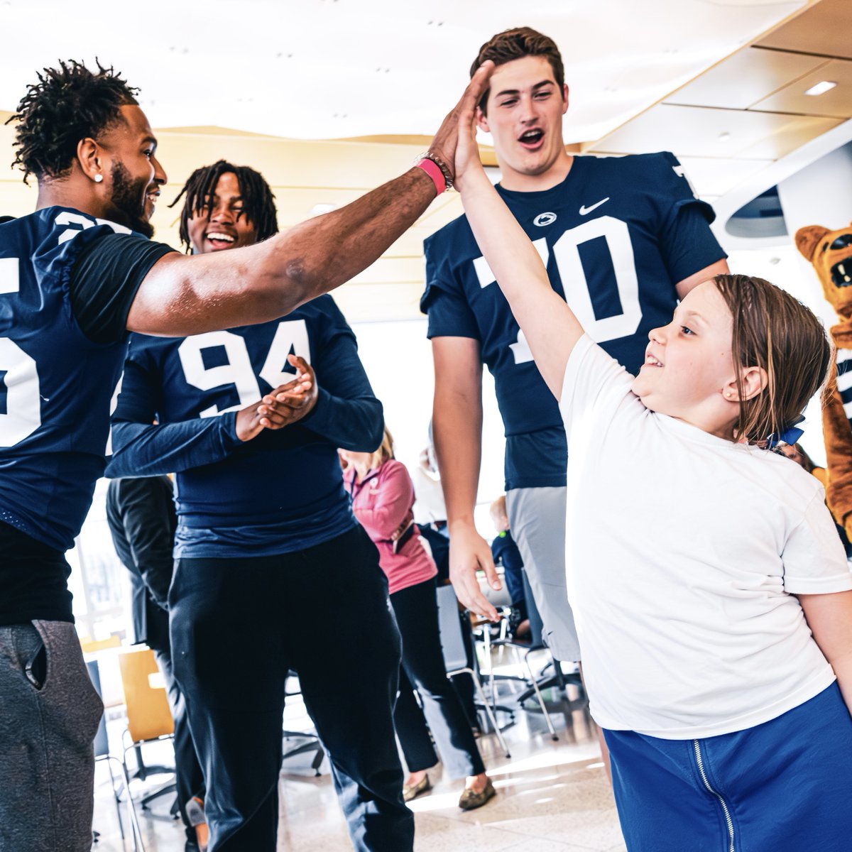 Made a few new friends during our visit to Penn State Health 🫶 We are committed to positively impacting lives in ways greater than just football. #WeAre | Penn State Football Fifth Quarter