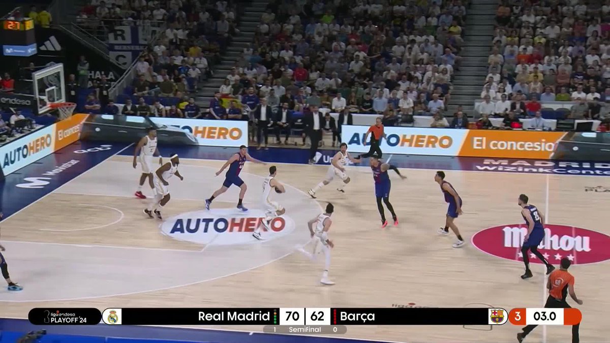 🔁 Hay canastas que uno nunca se cansa de ver. ¡Y una de ellas son las 𝙢𝙖𝙣𝙙𝙖𝙧𝙞𝙣𝙖𝙨 de Sergio Llull! 🍊 ¿PERO CÓMO LO HACE? ¡ES QUE PARECE IMPOSIBLE! 📺 Movistar Plus+ | Sergio Llull #PlayoffLigaEndesa | #ListosParaRomperla