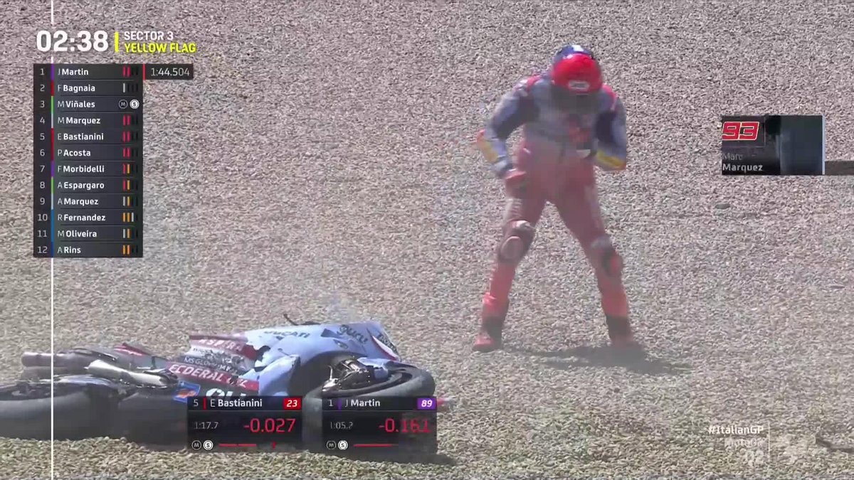💥 Marc Márquez has gone down! He had set record times in S1 & S2 🔥😱 #ItalianGP 🇮🇹