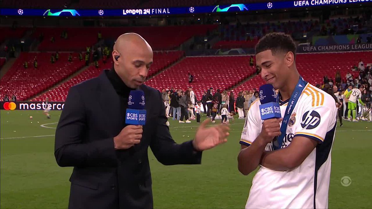 "It's a bit awkward when they're talking about how many Champions Leagues they've won and you can't contribute to the conversation." Jude Bellingham keeping in REAL with Thierry Henry 😂