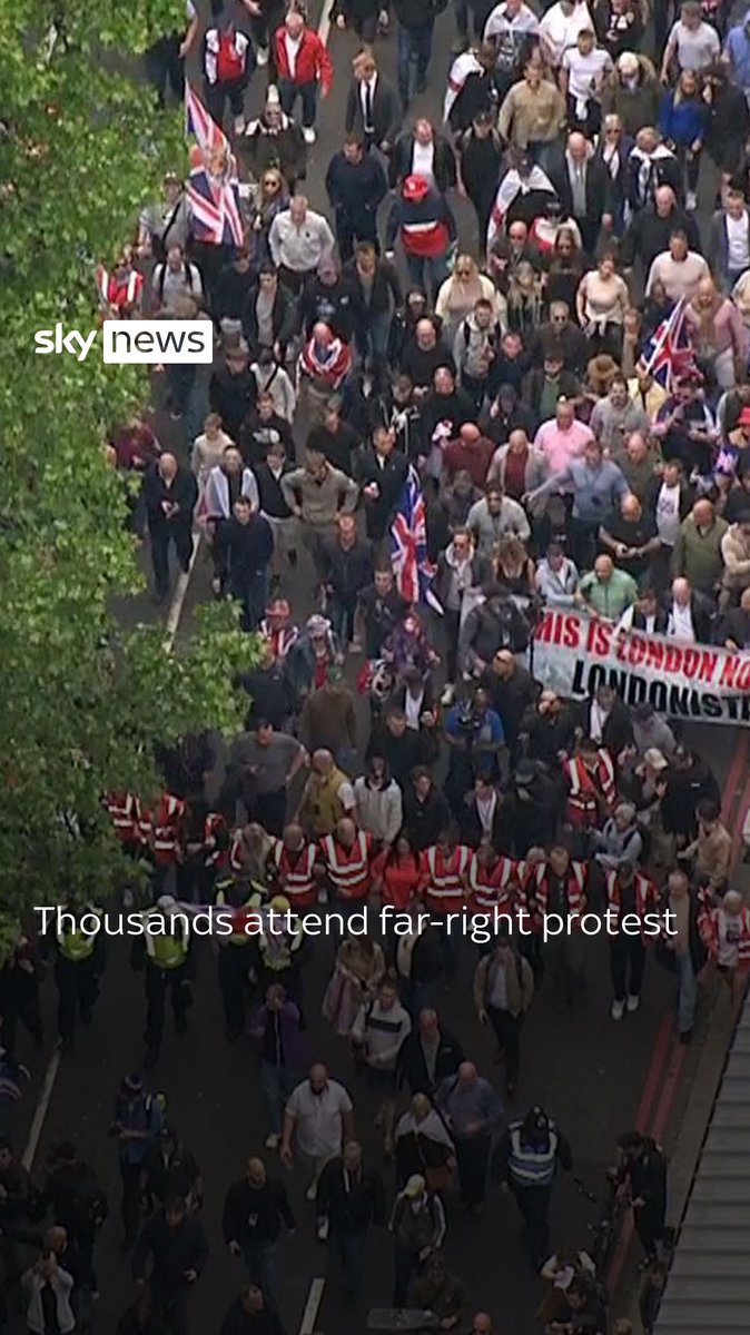 Far-right activist Tommy Robinson organised a demonstration in central London to call out a "two-tiered policing system" and demand the resignation of Met police commissioner Mark Rowley.