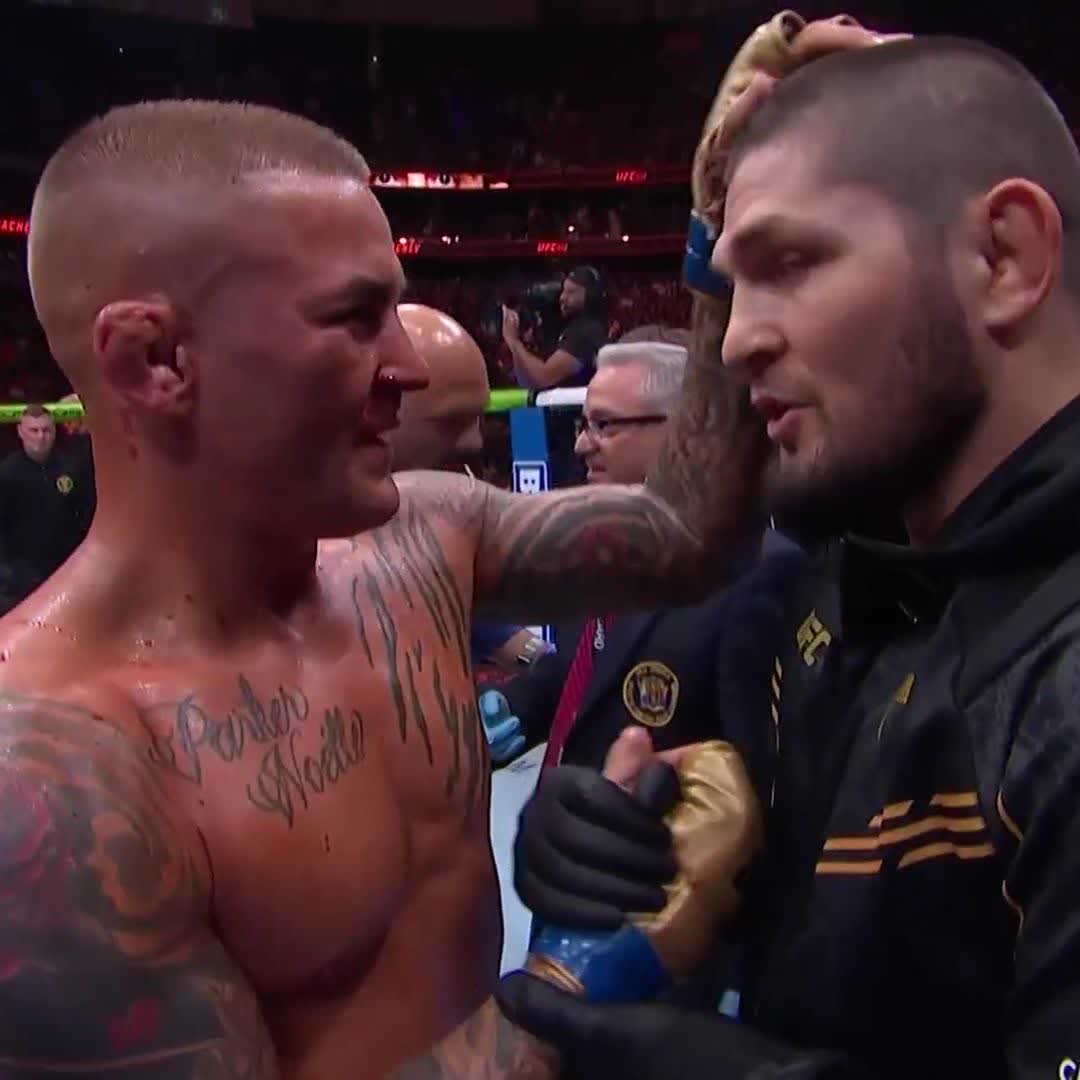 The first person to pick Dustin Poirier back to his feet? khabib nurmagomedov ๐ Sportsmanship between two of the very best ever. #UFC302